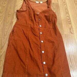 Levi's Tuli Corduroy Button Front Mini Dress Sz L Rust Pockets